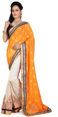 

Saara Embroidered Fashion Georgette Saree(Yellow, White), Yellow & off-white