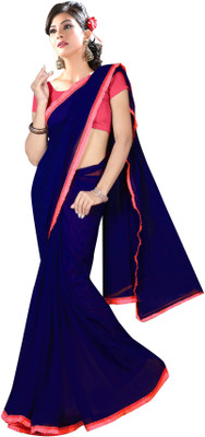 

Dancing Girl Solid Bollywood Georgette Saree(Blue)