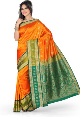 Ishin Solid Fashion Art Silk Saree(Yellow)