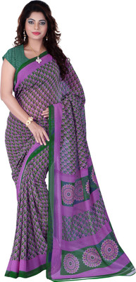 

Jiya Self Design, Printed Fashion Georgette Saree(Purple, Dark Green), Dark green;purple