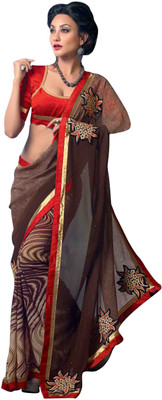 

Jiya Self Design, Embroidered, Embellished Fashion Georgette Saree(Brown, Multicolor, Red)