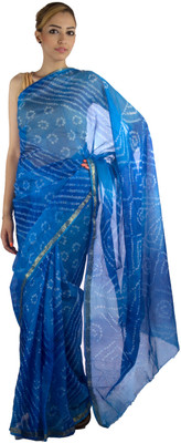 

Jaipur Kurti Printed Bandhani Art Silk Saree(Blue)