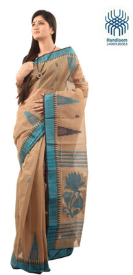 

Tantuja Self Design Tangail Handloom Cotton Saree(Brown)
