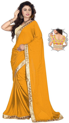 

Stylezone Embroidered Fashion Satin Saree(Yellow), Maroon