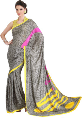 

Cenizas Printed Fashion Georgette Saree(Yellow, Grey, Pink)