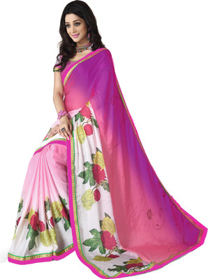 

Manthan Printed Daily Wear Satin, Chiffon Saree(Pink, Multicolor)