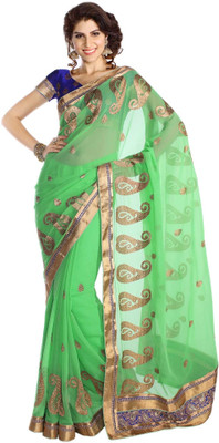 

Soch Self Design Fashion Chiffon Saree(Green)