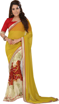 

Lovelylook Printed Daily Wear Georgette Saree(Pack of 2, Yellow, Beige), Lemon yellow & beige
