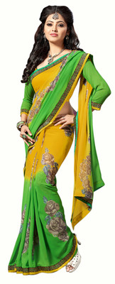

Jiya Self Design, Printed Fashion Georgette Saree(Yellow, Green), Green;yellow