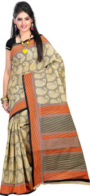 

TAARIKA Printed Daily Wear Cotton Saree(Beige, Orange, Black), Beige;black;orange