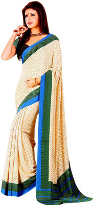 

Khushali Printed Fashion Crepe Saree(Beige), Cream