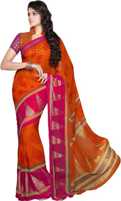 

Lovely Look Printed Daily Wear Georgette Saree(Orange, Pink)