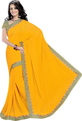 

Jiya Self Design, Embellished Fashion Georgette Saree(Yellow)