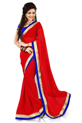 

Fesyen Solid Fashion Georgette Saree(Red)