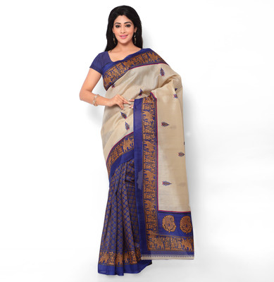 

Indrani Printed Bhagalpuri Raw Silk Saree(Purple)