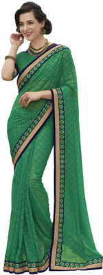 

Desi Butik Embroidered Fashion Georgette Saree(Green)