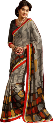 

Khoobee Self Design, Printed Fashion Art Silk Saree(Grey, Multicolor)
