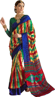 

Khushali Self Design, Printed Fashion Art Silk Saree(Multicolor), Black;green;multi