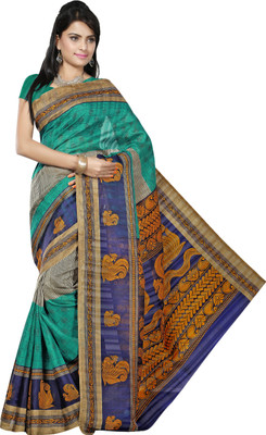 

JTInternational Printed Bhagalpuri Silk Saree(Multicolor)