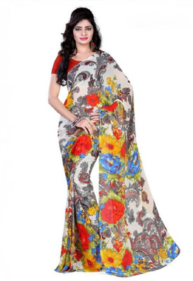 

VK FASHION Printed That Georgette Saree(Multicolor), Multicolor white
