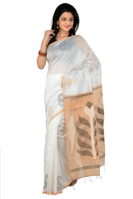 RKB Woven Jamdani Handloom Silk Saree(Beige), Beige;cream