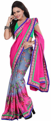 

Dancing Girl Printed Bollywood Georgette Saree(Pink, Blue)
