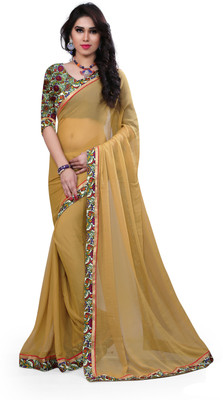 

Indianbeauty Solid, Printed Bollywood Chiffon Saree(Beige)