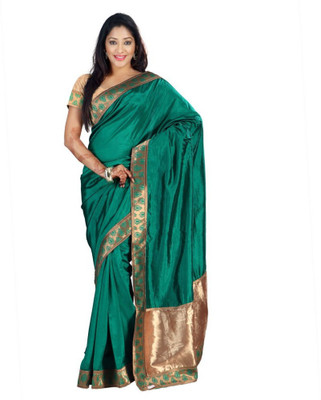 

Weavedeal Embellished Banarasi Art Silk Saree(Green)