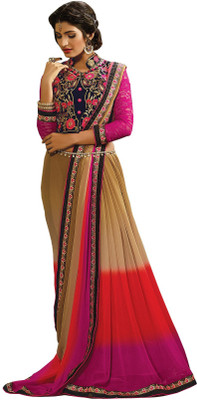 

Lovelylook Embroidered Fashion Georgette Saree(Multicolor), Beige;orange