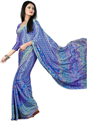 

Desi Butik Printed Fashion Crepe Saree(Purple), Violet