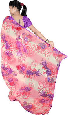 

Indian Wear Online Printed Fashion Chiffon Saree(Pink)