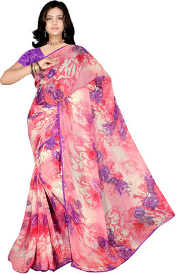 

Indian Wear Online Printed Fashion Chiffon Saree(Pink)