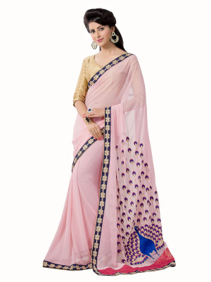 

Manthan Embroidered Daily Wear Georgette Saree(Pink)