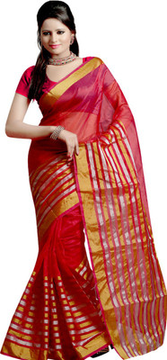 

Sanju Sarees Solid Fashion Silk Saree(Red)