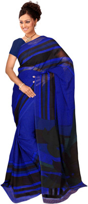 

Vardan Prints Printed Bollywood Georgette Saree(Blue, Black), Black;blue