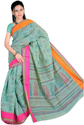 

Desi Butik Embroidered Fashion Chanderi Saree(Blue)