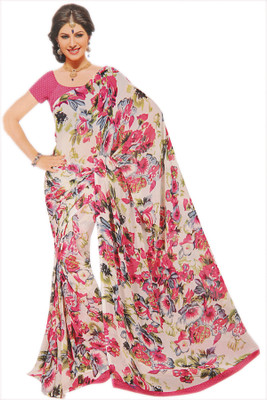 

Jiya Self Design, Printed Fashion Georgette Saree(Beige, Multicolor)