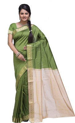 

Ishin Solid Fashion Poly Silk Saree(Green)