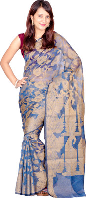 

Chandrakala Self Design Banarasi Cotton Saree(Multicolor), Blue