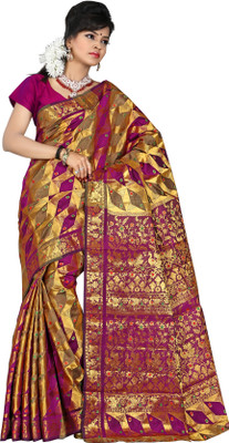 

Mimosa Self Design Kanjivaram Silk Saree(Multicolor), Rani