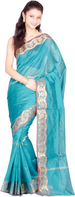 

Chandrakala Self Design Banarasi Cotton Saree(Green)