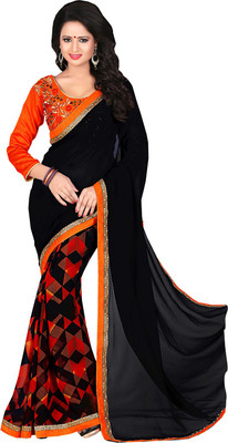 

Lovelylook Printed Daily Wear Georgette Saree(Black, Multicolor)