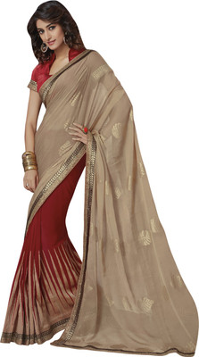 

Vishal Self Design Bollywood Chiffon, Georgette Saree(Red, Beige), Beige;red