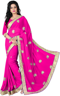 

Vishakha Fashion Embroidered Fashion Georgette Saree(Pink)