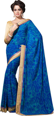 

Lovely Look Printed Daily Wear Georgette Saree(Blue)