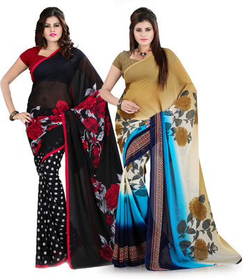 

Heena Printed Fashion Georgette Saree(Pack of 2, Multicolor)