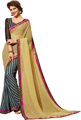 

Jiya Self Design, Printed Fashion Silk, Georgette Saree(Beige, Grey, Black), Beige;black;grey