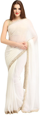 

RoopMantra Embroidered Fashion Georgette Saree(White)