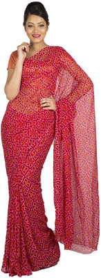 

Jaipur Kurti Printed Bandhej Georgette Saree(Maroon)