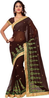 

Gunjan Creations Embroidered Fashion Chiffon Saree(Brown, Gunjancreation